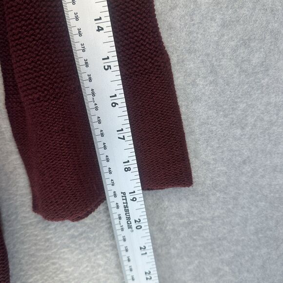 Effeci Womens Sweater Cardigan Medium Maroon Cable Knit Button Wide CollarNWT - Picture 5 of 11